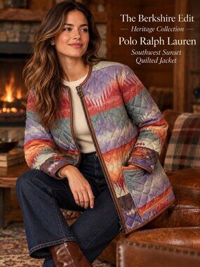 Polo Ralph Lauren Southwest Sunset Aztec Quilted Leather Trim Jacket SP